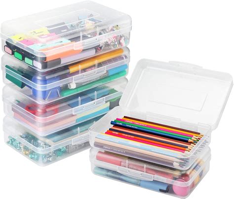 Amazon.com: MaxGear Clear Pencil Box, 6 Pack Pencil Cases Plastic Boxes ...