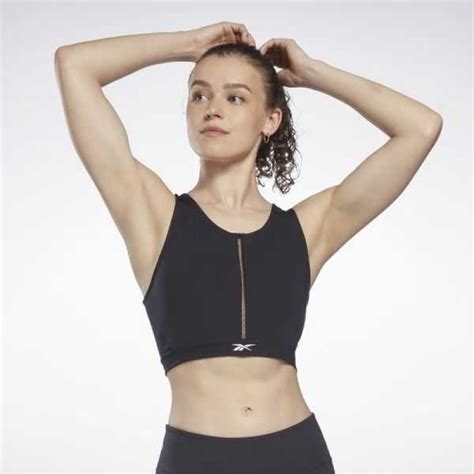 Reebok T Shirts Online Shopping India - Black Womens Lux Perform Crop Top