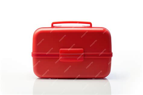 Premium Photo | Insulted Red Lunch Box Isolated On White Background