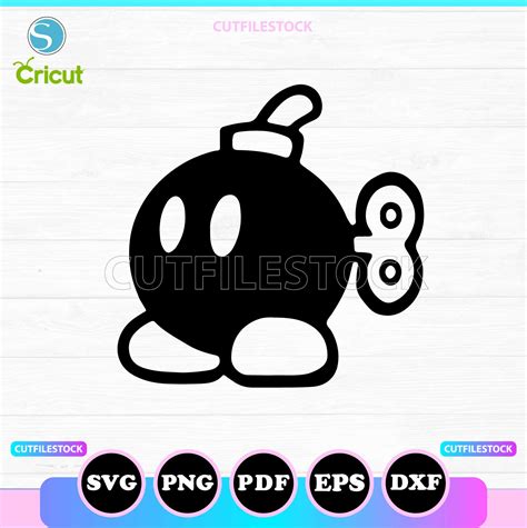 Bob Omb Mario SVG, Mario Bomb Svg, Silhouette, Cricut