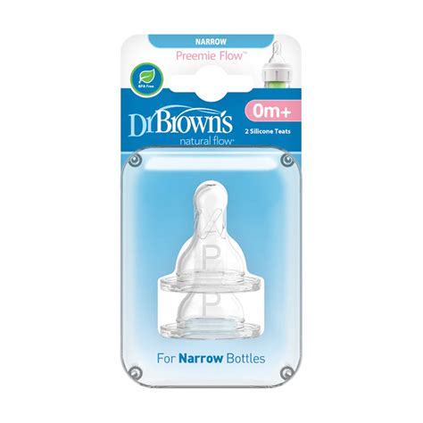 Dr.Brown's Preemie Flow Nipple for Narrow Bottles | Pack of 2 Teats ...