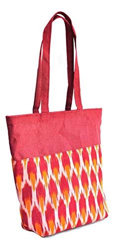 Buy AJC-Women's Handbag with Jute and Ikat Cloth at Amazon.in