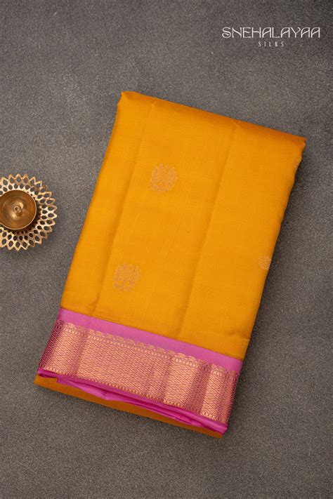 Mustard Yellow Kancheevaram Silk Saree – Snehalayaa Silks