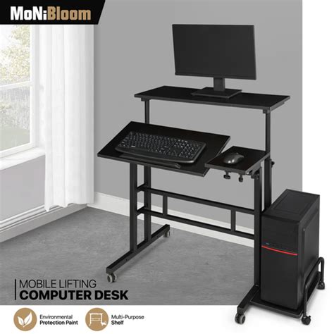 Buy ROLLING ADJUSTABLE HEIGHT DESK] Laptop Computer Table Workstation ...