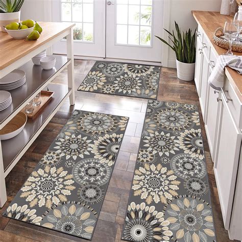 Bsmathom Farmhouse Kitchen Rug Sets 3 Piece, Non Slip Kitchen Rugs and ...