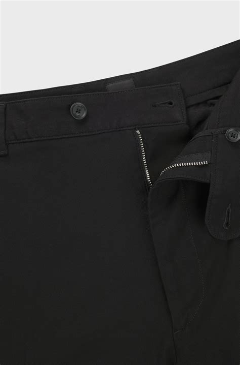 BOSS - Straight-fit trousers in stretch-cotton dobby - Black