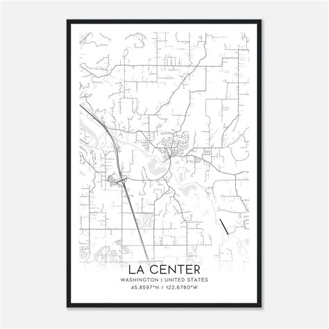 La Center Washington Map Poster, Modern Home Decor Wall Art Print ...