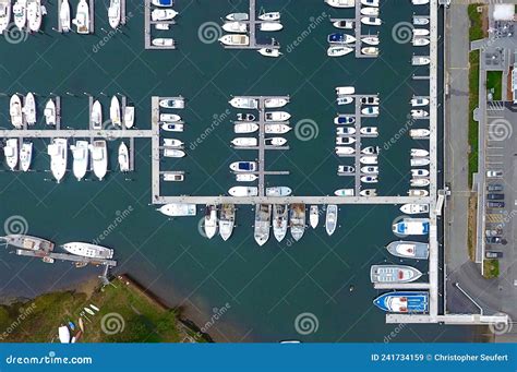 Aerial at Harwich, Cape Cod Showing a Boat Marina Looking Straight Down ...