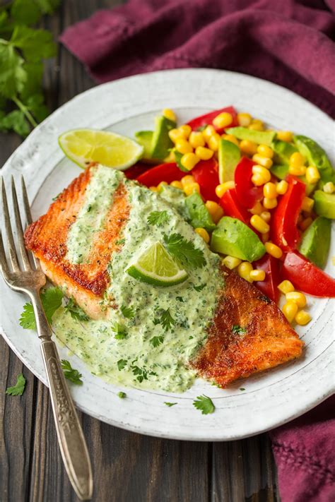 Skillet Seared Salmon with Creamy Cilantro Lime Sauce - Cooking Classy