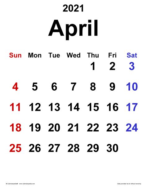 April 2021 Calendar Editable at getfosterblog Blog