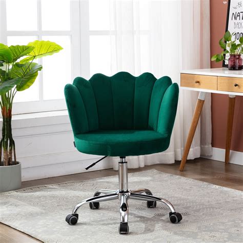 Desk Chairs With Wheels, Shell Design Swivel Barber Vanity Executive ...