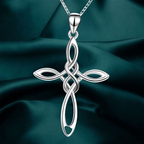 Celtic Knot Cross Necklace, Celtic Cross 925 Sterling Silver Polished ...