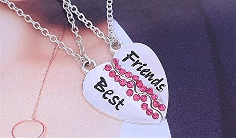 Buy Antique Silver Plated Best Friends Split Heart Pendant Necklace 2 ...