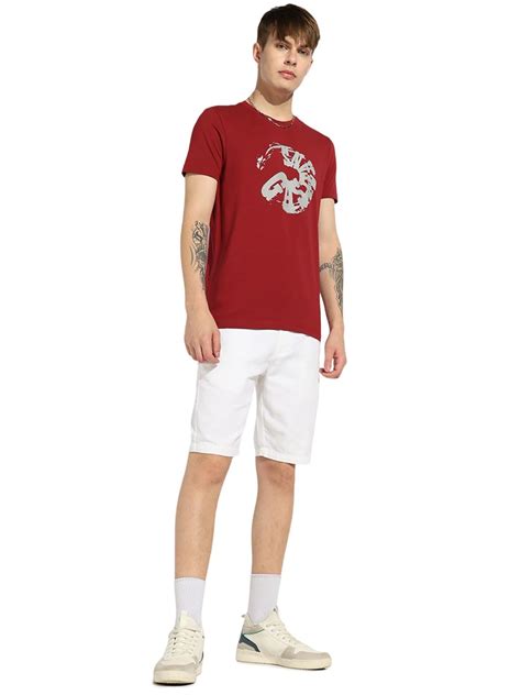 Crew Neck Textured Print Regular Fit Tshirt