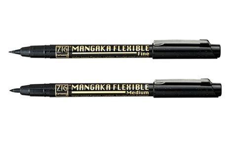 Zig KURETAKE CARTOONIST MANGAKA FLEXIBLE Medium & FINE 010 BLACK PACK ...