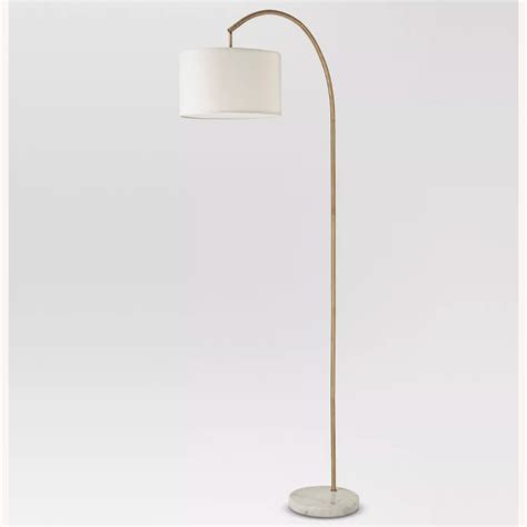 West Elm Shaded Arc with Marble Base Floor Lamp Brass - AptDeco