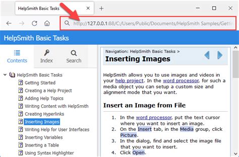 Web Help System Tutorial 的图像结果