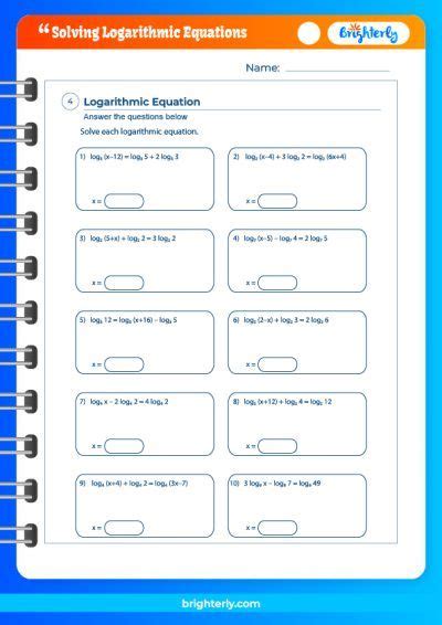 Image result for Logarithmic Equations Worksheet