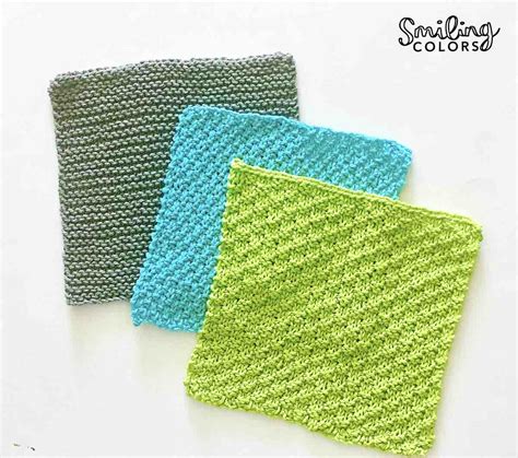 3 Knit Dishcloth Patterns Free Easy To Make - Smiling Colors