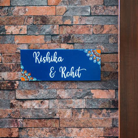 Buy Handpainted Rectangular Mandala Dot Art Nameplate for Couples ...