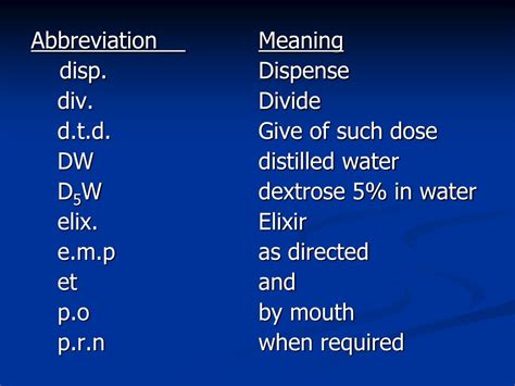 PPT - Abbreviation of Medication Order and their meanings PowerPoint ...