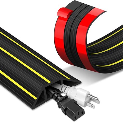 Amazon.com: 10ft Floor Cable Cover, Self Adhesive, 3 Channels Cord ...