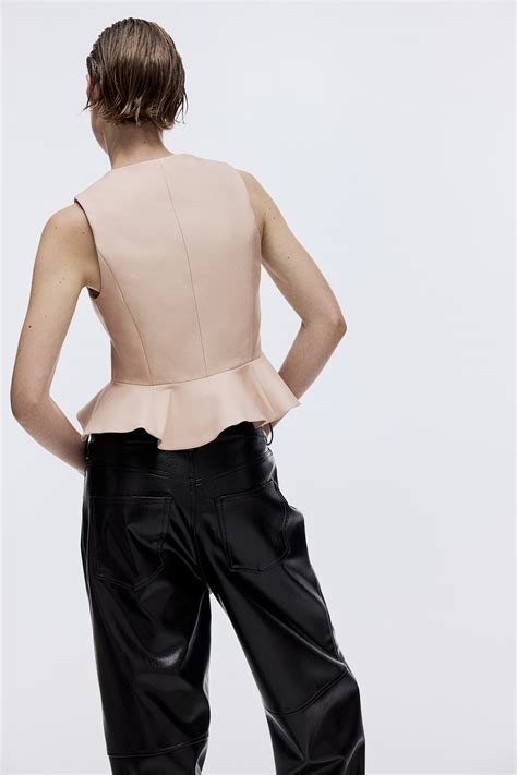 Women's Light beige V-neck peplum waistcoat | H&M IN