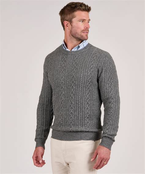 Men's Big & Tall Peter Millar Crescent Ridge Cable Crew Pullover ...