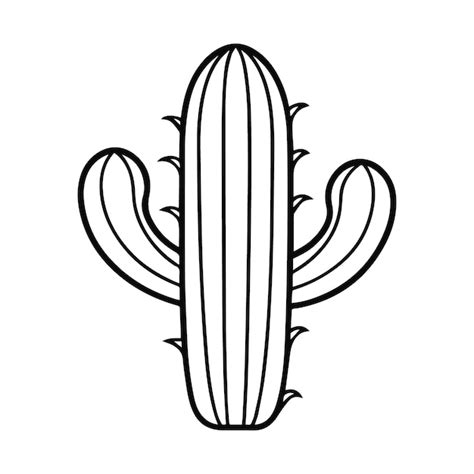 Cactus line art vector simple black and white illustration | Premium AI ...