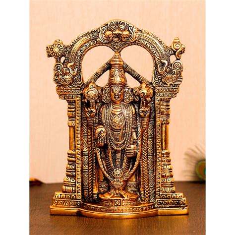 Buy eCraftIndia Golden Lord Balaji Idol Metal Decorative Showpiece Online