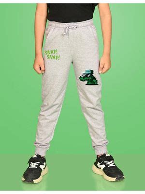 Buy Nusyl Grey Crocodile and Text Printed Cotton Joggers for Boys (2-3 ...