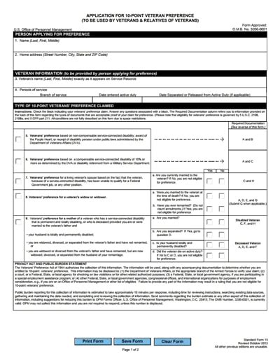 SF-15 Form No.1: Free Download