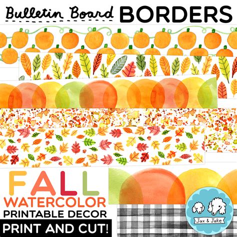 Fall Watercolor Bulletin Board Borders - Printable Thanksgiving ...