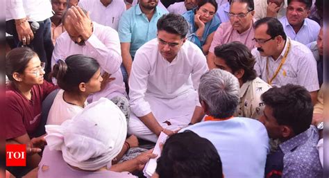 Sachin Pilot meets family of Ramprasad Meena at dharna site, calls for ...
