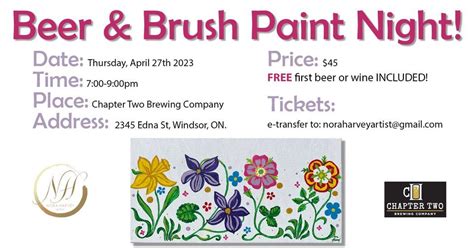 Beer & Brush Paint Night, Chapter Two Brewing Company, Windsor, 27 ...