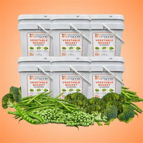 Freeze-Dried Vegetables : 6 Buckets -600 Servings - NUMANNA