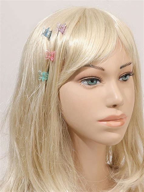 50pcs Mini Colorful Glitter Transparent Frosted Butterfly Hair Clips (Random Color) Cute | SHEIN USA