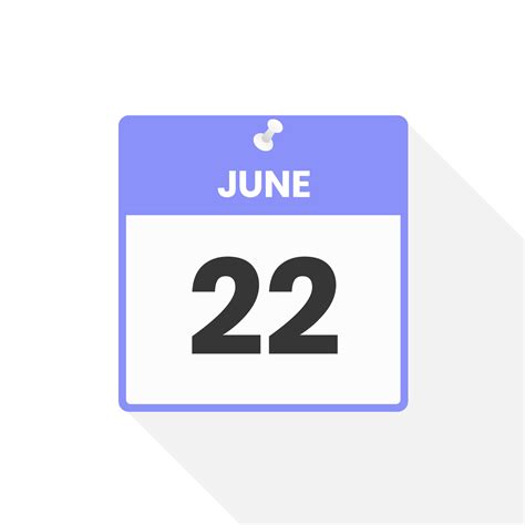 June 22 calendar icon. Date, Month calendar icon vector illustration ...