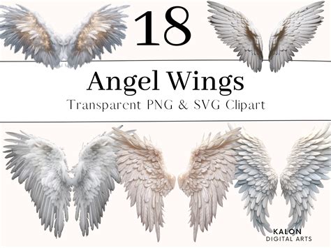 Angel Wings Clipart Bundle Heaven Clipart White Wings PNG - Etsy