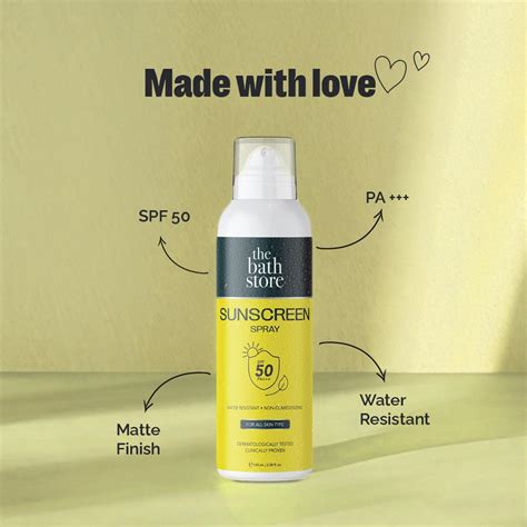 The Bath Store Sunscreen Body Spray SPF 50 PA+++ with Matte Finish ...
