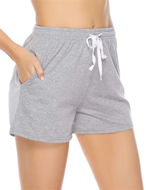 Aibrou Sleeping Shorts for Women Summer PJ Short with Pockets Cotton ...