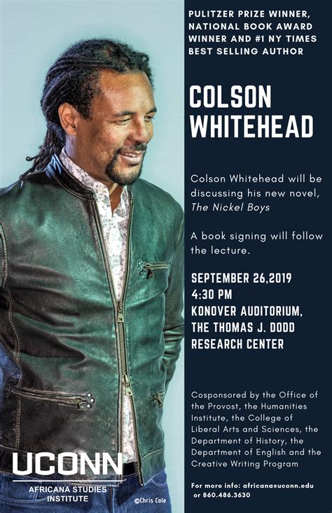 UCHI Co-Hosts Colson Whitehead Lecture and Book Signing at UConn ...