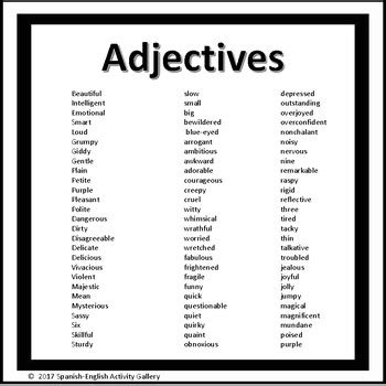 Image result for Adjectives as Modifiers Examples