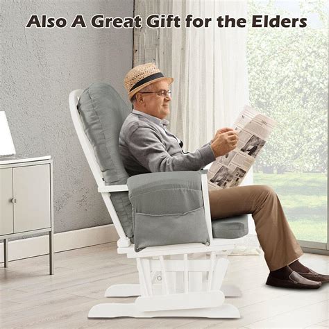 Caraya Modern Style Rocking Glider Wood Chair with Ottoman India | Ubuy
