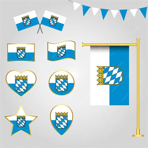 Premium Vector | Collection of bavaria state of germany flags in different shapes
