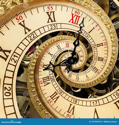 Surreal Antique Old Clock Abstract Fractal Spiral. Watch Clocks with ...