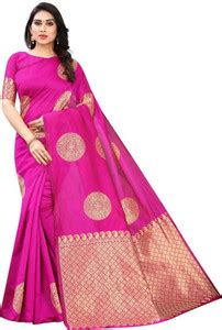Buy MISTY ENTERRPRISE Woven Kanjivaram Jacquard, Pure Silk Pink Sarees ...