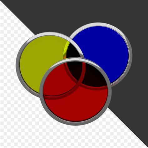 Overlapping primary color circles with metallic borders | Premium PSD