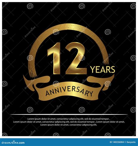 Twelve Years Anniversary Golden. Anniversary Template Design for Web ...