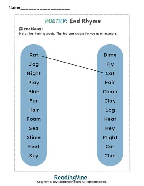 End Rhyme Examples and Activities - ReadingVine